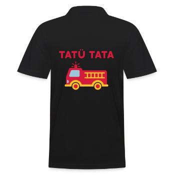 Tatü tata (Feuerwehrauto mit Leiter) - Männer Poloshirt - Schwarz - Hinten - Kai (181cm)