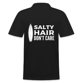 Salty Hair Don't Care Wassersportliebhaber - Männer Poloshirt - Schwarz - Hinten - Kai (181cm)
