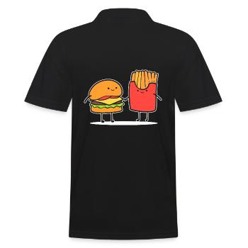 Burger und Pommes Fast -Food -Crew - Männer Poloshirt - Schwarz - Hinten - Kai (181cm)