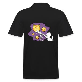 Katze mit Teleskop Kosmologe - Männer Poloshirt - Schwarz - Hinten - Kai (181cm)