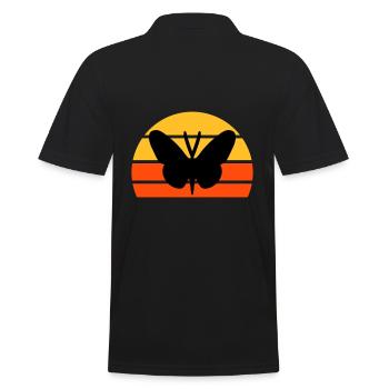 Schmetterling vor einer Halbsonne - Männer Poloshirt - Schwarz - Hinten - Kai (181cm)