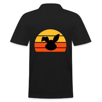 Rabbit's head with bent ear in front of a half sun - Men's Polo Shirt - black - Back - Kai (181cm)
