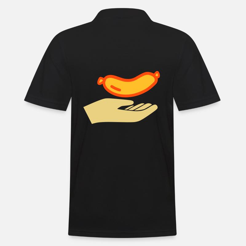 Hand reicht Würstchen - Männer Poloshirt - Schwarz