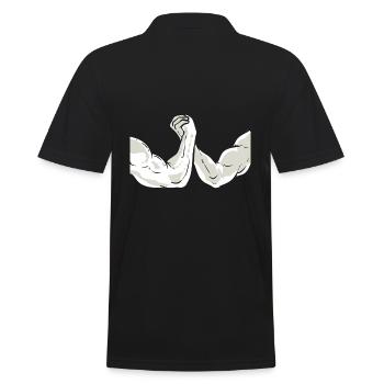 Arm Wrestling -Wettbewerb Fitnesstrainer - Männer Poloshirt - Schwarz - Hinten - Kai (181cm)