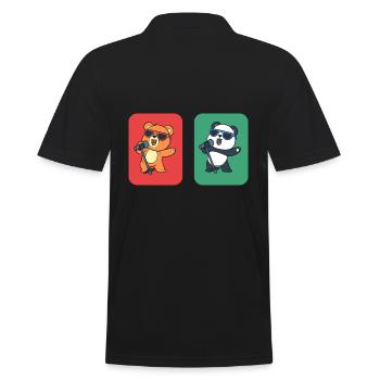Tiergesang Karaoke -Enthusiast - Männer Poloshirt - Schwarz - Hinten - Kai (181cm)