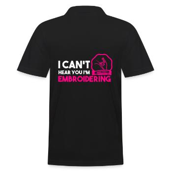 I Can't Hear You I'm Embroidering Quilter - Männer Poloshirt - Schwarz - Hinten - Kai (181cm)