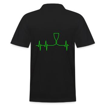 EKG und Weinglas - Männer Poloshirt - Schwarz - Hinten - Kai (181cm)