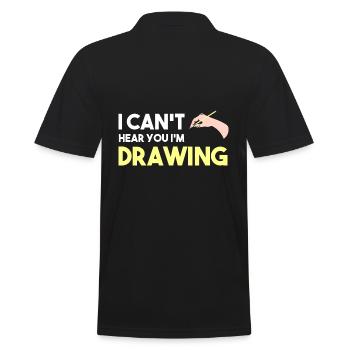 I Can't Hear You I'm Drawing Coffee Illustrator - Männer Poloshirt - Schwarz - Hinten - Kai (181cm)