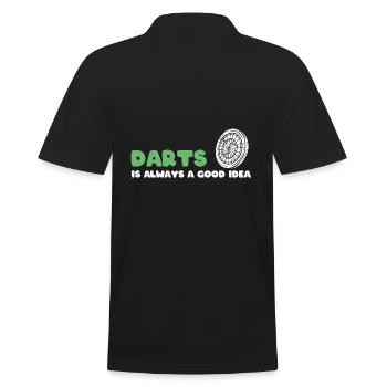 Lustiger Dartspieler Dartmeister - Männer Poloshirt - Schwarz - Hinten - Kai (181cm)