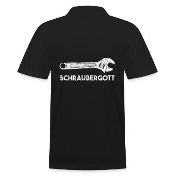Schraubergott Mechatroniker - Männer Poloshirt - Schwarz - Hinten - Kai (181cm)
