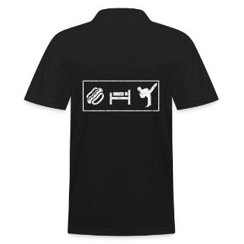 Essen Schlafen Taekwondo Repeat - Männer Poloshirt - Schwarz - Hinten - Kai (181cm)