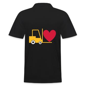 ★ couleurs de conception variables ★ chariot élévateur avec coeur - Polo Homme - noir - Dos - Kai (181cm)