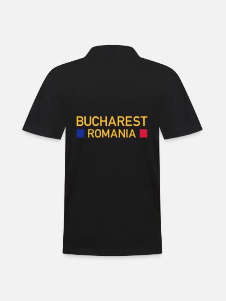Bucharest, Romania (two squares) - Men's Polo Shirt - black
