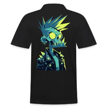 Zombie Punk Rocker – Neon Skull with Spiked Hair - Men's Polo Shirt - black - Back - Kai (181cm)
