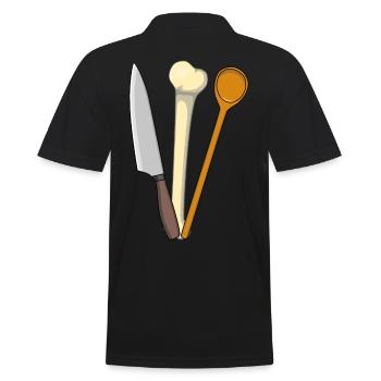 Meat Kitchen Cooking Spoon Bone Kitchen Knife - Men's Polo Shirt - black - Back - Kai (181cm)