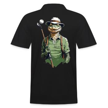 Crocodile Golfer Golfer Streetwear Design - Men's Polo Shirt - black - Back - Kai (181cm)