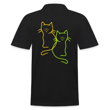 Vintage Katzen Retro Herz - Männer Poloshirt - Schwarz - Hinten - Kai (181cm)