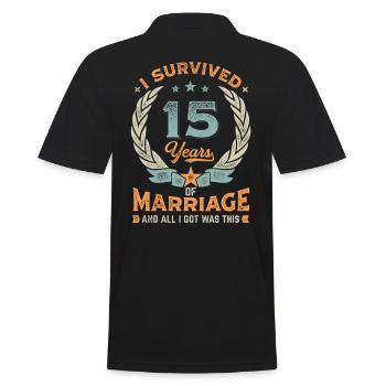 I Survived 15 Years Of Marriage - Männer Poloshirt - Schwarz - Hinten - Kai (181cm)