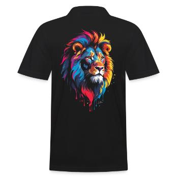 Colorful multicolored lion - Men's Polo Shirt - black - Back - Kai (181cm)