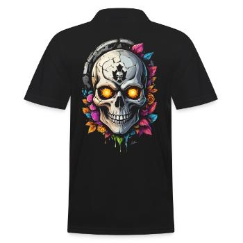 Crâne fleurs - Polo Homme - noir - Dos - Kai (181cm)