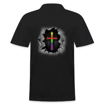 Kreuz Kreuze Kruzifix LGBT Gay Pride Regenbogen - Männer Poloshirt - Schwarz - Hinten - Kai (181cm)