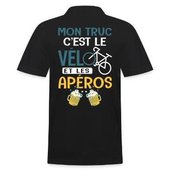 Vélo Mon truc c est le velo et Aperos Humour velo - Polo Homme - noir - Dos - Kai (181cm)