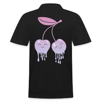 Schmelzende Kirschen Kawaii - Männer Poloshirt - Schwarz - Hinten - Kai (181cm)