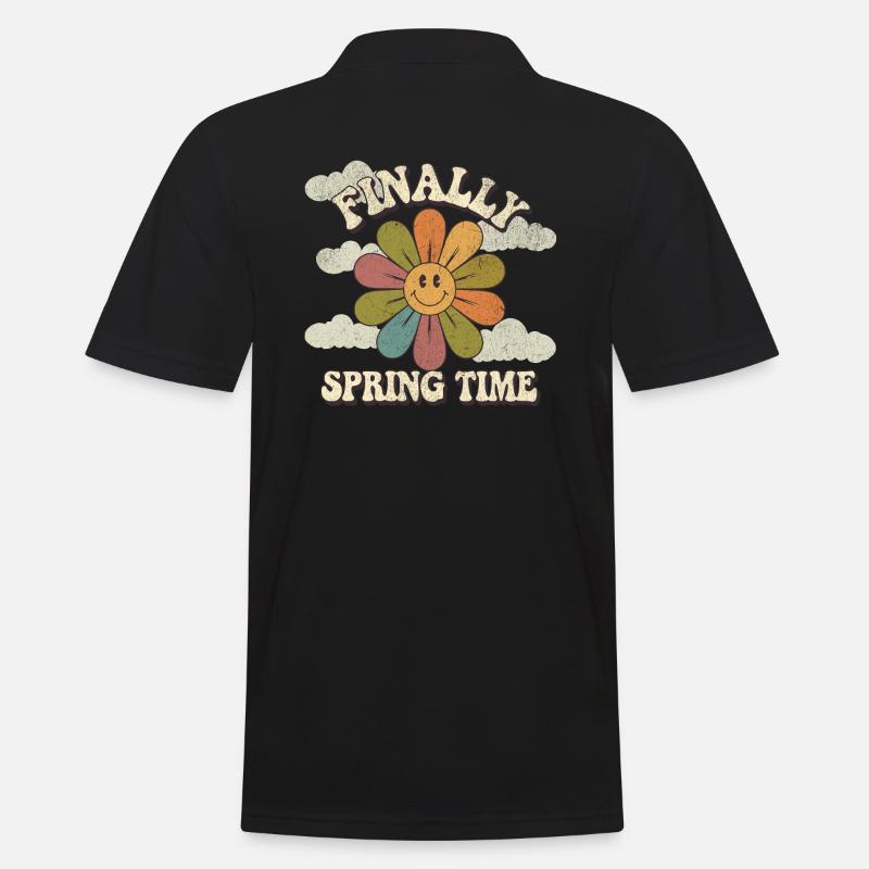 Spring FlowerPower - Männer Poloshirt - Schwarz