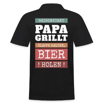 Papa grillt - Klappe halten, Bier holen! - Männer Poloshirt - Schwarz - Hinten - Kai (181cm)