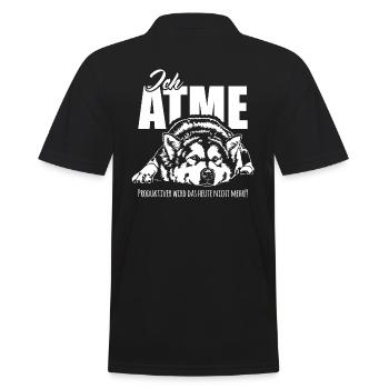 ALASKAN MALAMUTE ich atme Hunde Spruch Wilsigns - Männer Poloshirt - Schwarz - Hinten - Kai (181cm)