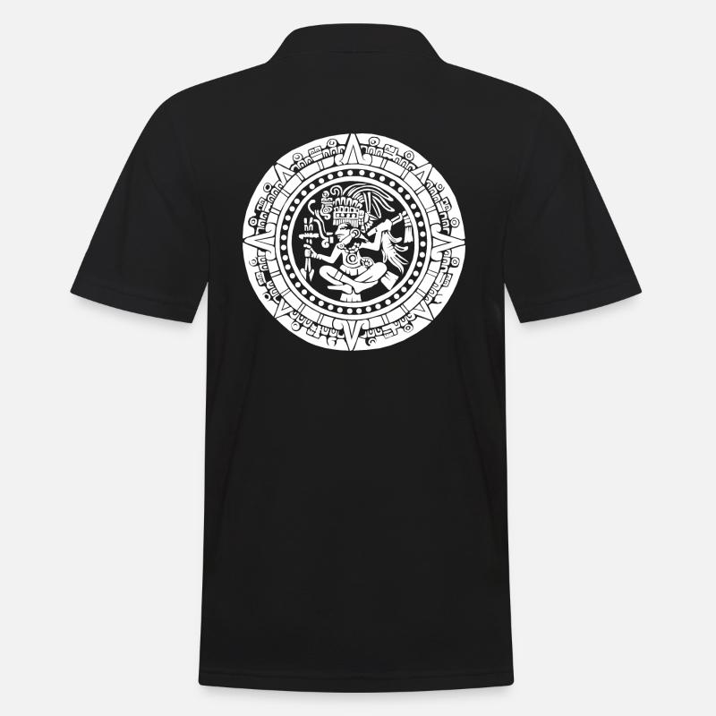 Maya-Kalender - Weiß - Männer Poloshirt - Schwarz