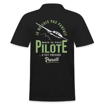 parfait pilote Planeur Cadeau humour avion - Polo Homme - noir - Dos - Kai (181cm)
