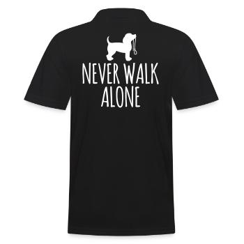 Dog funny dog school leash walk alone - Men's Polo Shirt - black - Back - Kai (181cm)