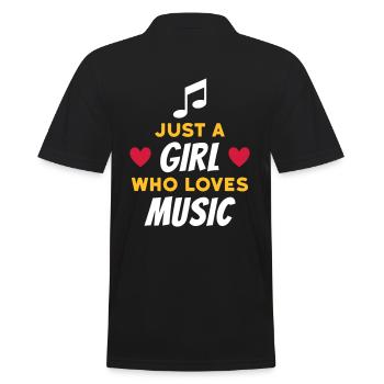 Just a girl who loves music (Note, Herzen) - Männer Poloshirt - Schwarz - Hinten - Kai (181cm)