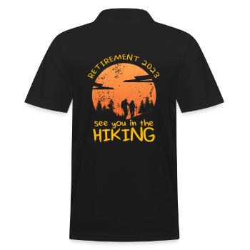 Hiking Pension 2023 Hiking Pensioner - Men's Polo Shirt - black - Back - Kai (181cm)