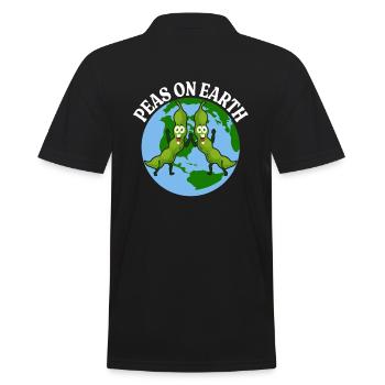 Peas On Earth Peace Vegan - Männer Poloshirt - Schwarz - Hinten - Kai (181cm)