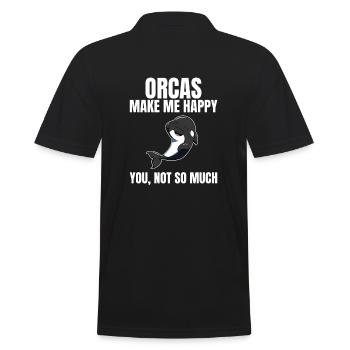 Orcas Make Me Happy You Not So Much Killerwal - Männer Poloshirt - Schwarz - Hinten - Kai (181cm)