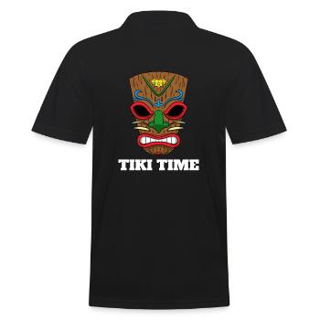 Tiki Time Polynesian Hawaii Holiday Party - Men's Polo Shirt - black - Back - Kai (181cm)