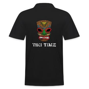 Tiki Time Hawaii Party Urlaub - Männer Poloshirt - Schwarz - Hinten - Kai (181cm)
