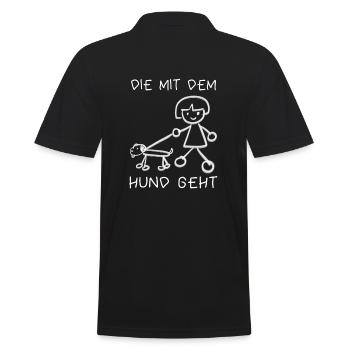 Die Mit Dem Hund Geht Hundemama Hundebesitzerin - Männer Poloshirt - Schwarz - Hinten - Kai (181cm)
