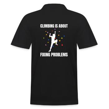Climbing Is About Fixing Problems Bouldern - Männer Poloshirt - Schwarz - Hinten - Kai (181cm)