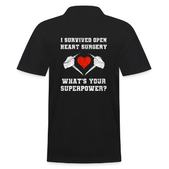 Survived Open Heart Surgery What's Your Superpower - Men's Polo Shirt - black - Back - Kai (181cm)