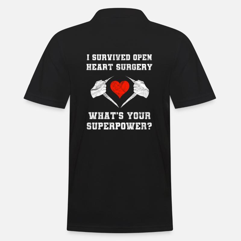 Survived Open Heart Surgery What's Your Superpower - Männer Poloshirt - Schwarz