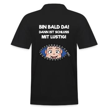 Bin Bald Da Dann Ist Schluss Mit Lustig Schwanger - Männer Poloshirt - Schwarz - Hinten - Kai (181cm)