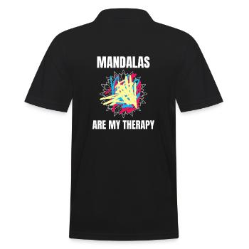 Mandalas Are My Therapy Anti Stress - Männer Poloshirt - Schwarz - Hinten - Kai (181cm)