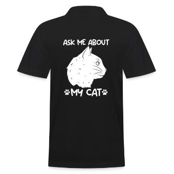 Ask Me About My Cat Katze - Männer Poloshirt - Schwarz - Hinten - Kai (181cm)