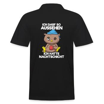 Ich Darf So Aussehen Ich Hatte Nachtschicht Eule - Männer Poloshirt - Schwarz - Hinten - Kai (181cm)