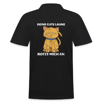 Deine Gute Laune Kotzt Mich An Katze - Männer Poloshirt - Schwarz - Hinten - Kai (181cm)