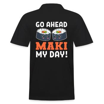Maki - Pun Gourmet - Men's Polo Shirt - black - Back - Kai (181cm)