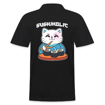 Le chat mange des sushis Amateur de sushis - Polo Homme - noir - Dos - Kai (181cm)